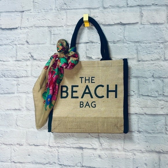 Handbags - Jute Tote with Silk Scarf